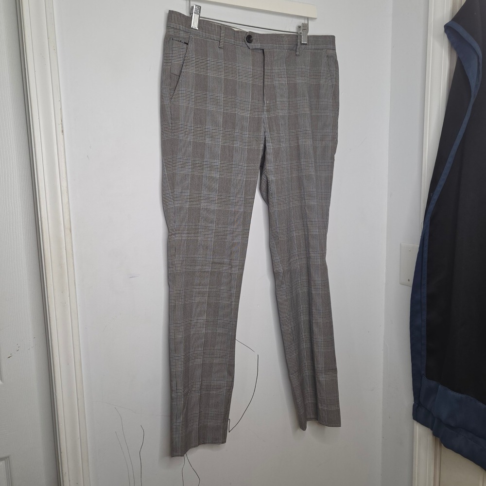 Scotch & Soda Mott Slim Fit Glen Plaid Chino Pants Mens 32x32 Gray Blue